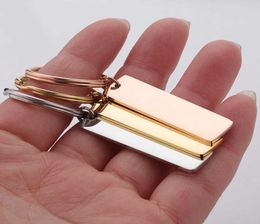Keychains Doreen Box Rvs Keychain Rectangle White Stamps s Bla Gold Colour 65mm X 25mm, 1 Piece3623590