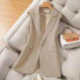 Women's Vests Fashion Design Suit Vest Women Blazer 2024 Spring Autumn Casual Coats Sleeveless Lining Jacket Female