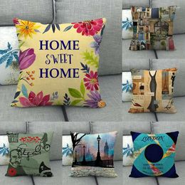 Pillow 45x45cm Case Tower Sofa Decorative S Big Ben Bus Custom Cover England Style Living Room Throw