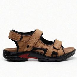 New Roxdia Mode atmungsaktive Sandalen Sandale Echtes Leder Sommer Beachschuhe Männer Hausschuhe Kausaler Schuh Plus Größe 39 48 RXM006 D5NU# 4C79