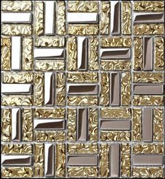 Electroplated silver yellow gold glass mosaic kitchen tile backsplash CGMT1901 bathroom wall tiles2137335