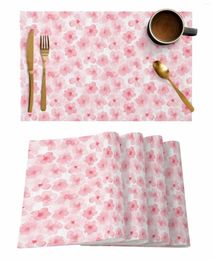 Table Mats 4/6 Pcs Pink Watercolour Floral Texture Placemat Kitchen Home Decoration Dining Coffee Mat