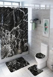 New marble Printed Pattern Bathroom Shower Curtain Pedestal Rug Lid Toilet Cover Mat NonSlip Bath Mat Carpet Set1825323