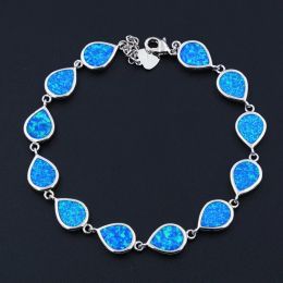 Bracelets Graceful Ocean Blue Water Tear Drop Shaped Mystic Opal Bracelet Opal Stone