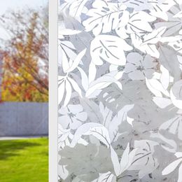 Window Stickers Leaf Frosted Privacy Film Non-Adhesive Self Static Cling Covering UV Protection Glass Decor Home Office