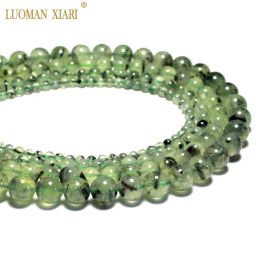 Rings Wholesale Aaa Natural Green Prehnites Round Natural Stone Beads for Jewelry Making Diy Bracelet Necklace 4 /6/8/10mm Strand 15''