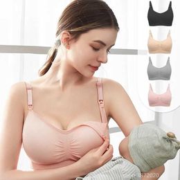 Maternity Intimates Marernity Nursing Bra Solid Color Breast Feeding Bra Womens Underwear Seamless Adjusted-straps Bras Soutien Gorge Allaitement Y240515