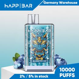 Original Happ Bar Crystal 10000 Puffs Vape Pen E Cigarette Good Quality 2% 5% Nic Mesh Coil Prefilled Eliquid Blueberry Strawberry Cherry Ice Flavours