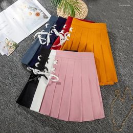 Skirts Summer 2024 Women Skirt Elastic Faldas Ladies Midi Pleated Black Sexy Stripe Girl Mini Short School Saia Feminina