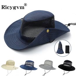 Large Brim Fisherman Cap Summer Mesh Breathable Sun Hat Outdoor Fishing Mountaineering UV Protection Visors For Men Women Bonnet 240515