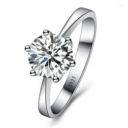 With Side Stones Romantic Wedding Rings For Women Elegant Silver Colour Filled Jewellery One Round Clear Austrian Cz Crystal Gifts