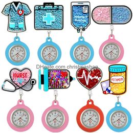 Pocket Watches Sliding Shiny Stars Plastic Retractable Hospital Medical S Heart Nurse Doctor Fob Clip Hang Medicine Clock Drop Deliver Otxce