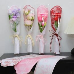 Gift Wrap 10 Pcs Flower Wrapping Paper Bag Rose Sleeves Bouquet Packaging Clear Cellophane Kraft Floral Wrappers