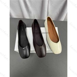 Dress Shoes Pure Original The Row New style Cowhide Casual Flat Single Shoes Soft Leather Grandma Shoes Ballet Shoes Women