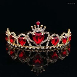 Hair Clips Fashion Elegant Vintage Small Baroque Red Crystal Crowns For Women Girls Bride Wedding Jewelry Accessories