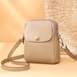 Genuine Leather Mobile Phone Bag For Women 2023 Summer New Style Simple Shoulder Crossbody Small Bag Mini First Layer Cowhide Women's Bag Ba