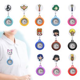 Pocket Watches Beautif Girl Warrior Clip Retractable Arabic Numeral Dial Nurse Watch On Easy To Read Sile Lapel With Second Hand Fob H Otepf