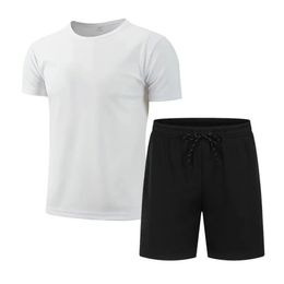 Mens summer quickdrying suit top and womens universal mesh fresh breathable shortsleeved Tshirt shorts 2 sets 240511