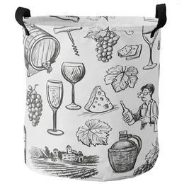Laundry Bags Wine Bottle Grape Fruit Dirty Basket Foldable Waterproof Home Organizer Clothing Children Toy Storage