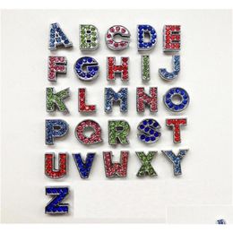 Bead Caps New Arrival 130Pcs Az 10Mm8Mm Zinc Alloy With Mix Color Rhinestone Slide Letters Diy Accessories Fit Pet Collars Wristbands7 Dhxvj