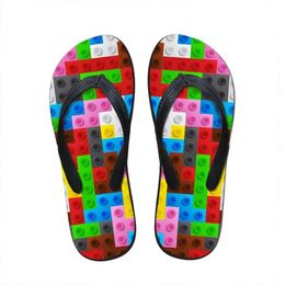 House Slippers Flats customized Slipper Women 3D Tetris Print Summer Fashion Beach Sandals For Woman Ladies Flip Flops Rubber Flipflops c5zc# 921 flops 755a
