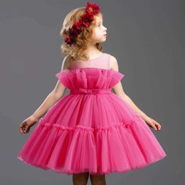 Girl's Dresses 2024 Holiday Dress for Baby Girls Princess Party Tulle Puffy Gown Summer Kids Dresses for Wedding Baby Birthday Baptism Dress Y240514