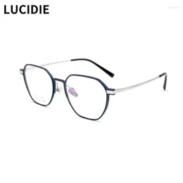 Sunglasses Frames LUCIDIE 2024 Optical Clear Lens Glasses Frame Men Ultralight IP Titanium Eyeglasses Women Square Big Prescription Eyewear