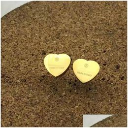 Stud Rose Gold 10Mm Heart Earring Women Couple Yellow Bag Stainless Steel Ear Studs Piercing Body Jewellery Gifts For Woman Accessories Dhfgx