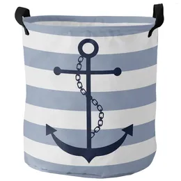 Laundry Bags Geometric Stripes Anchor Foldable Basket Kid Toy Storage Waterproof Room Dirty Clothing Organizer