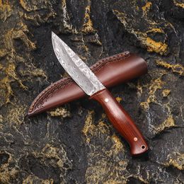 Special Offer A2569 High Quality Survival Straight Knife 440C Satin/Laser Pattern Drop Point Blade Full Tang Wood Handle Outdoor Fixed Blade Hunting Knives