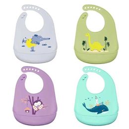 Bibs Burp Cloths Waterproof baby bib soft silicone scarf cute cartoon brings baby supplies adjustable bib Burp slots for boys and girlsL2405