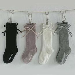 Kids Socks Rubber strap bow side design girl socks winter stripes baby knee high socksL2405