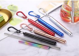 Stainless Steel Coloured Portable Reusable Folding Drinking Straws Stainless Steel Metal Whole Telescopic Foldable Straws3804466