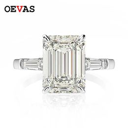 Wedding Rings OEVAS 925 Sterling Silver Jadeite Cutting Create Mosilicon Gemstone Engagement Diamond Ring Exquisite Jewellery Gift Wholesale Q240514