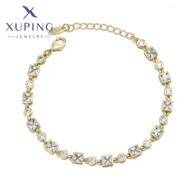 Link Bracelets Xuping Jewelry Trendy Exquisite Elegant Geometry Shape Women's Light Gold Color Birthday Christmas Gift X000925645