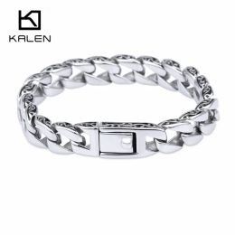 Chokers Kalen Fashion 22cm Long Link Chain Bracelets for Men Stainless Steel High Polished Shiny Bike Chain Biker Bracelet Jewellery 2018