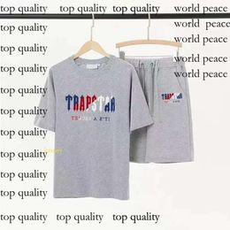 Trapstar Tracksuit High Quality London T Shirt Chest Blue White Colour Towel Embroidery Mens Shirt And Shorts Casual Street Shirts British Fashion Spor 714