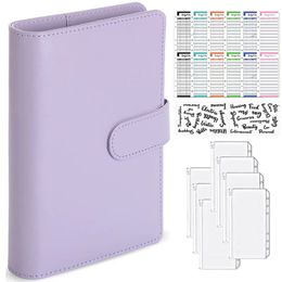 A6 Budget Binder Notebook Cash Envelopes System Set Pockets PU Leather Money Saving Bill Organiser Accessories 240430