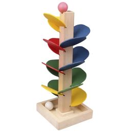 Colourful Tree Marble Ball Run Track Building Blocks Kids Wooden Toys Montessori Learning Educational for Children Gifts 240509
