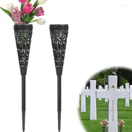 Garden Decorations 2/4Pcs Memorial Flower Vase Plastic Cemetery With Spikes For Grave