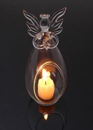 Romantic Transparent Angel Christmas Hanging Tealight Holder Glass Terrarium Glass Globe Candle Holder Candlestick Wedding Bar Dec2431652