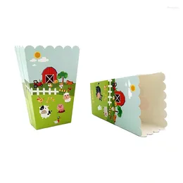 Gift Wrap 6pcs Popcorn Box Favour Chips Containers For Kids Farm Animals Cow Piggy Sheep Birthday Party Baby Shower Decoration Supplies