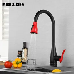Kitchen Faucets Black Pull Out Faucet 2 Function Sink Mixer Dual Sprayer Nozzle Cold Water Tap MJ3057