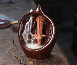 Fragrance Lamps Ceramic Giraffe Backflow Incense Burners Meditation Smoke Fountain Waterfall Living Room Desk Buddhist Zen DecorFr3314360