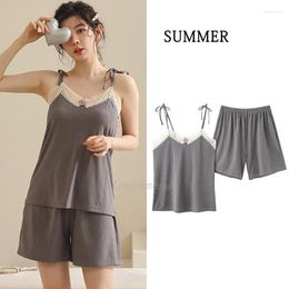 Women's Sleepwear Summer Womens Modal Pyjamas Plus Size 4XL Vest Shorts Korean Sundress Two-piece Sets Loungewear Pijamas Girls Pyjamas