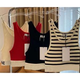 Women's T-Shirt 2024 summer designer Stripes t shirt Cropped Top T Shirts Women Knits Tee Knitted Sport Top Tank Tops Woman Vest Yoga Tees