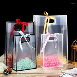 Gift Wrap 1PC Plastic Waterproof Flower Wrapping Tote Party Favors Transparent Packaging Bag With Handle Cosmetic Storage Handbag