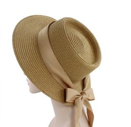 Ladies Handmade Natural Straw Hat Summer Beach Hat for Women Men Panama Cap Fashion Concave Flat Protetion Visor Sun Boat Hats9531161