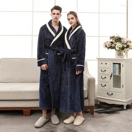 Home Clothing Women Men Coral Kimono Bathrobe Gown Lovers Couple Flannel Nightwear Winter Thicken Warm Soft Robe Sleepwear
