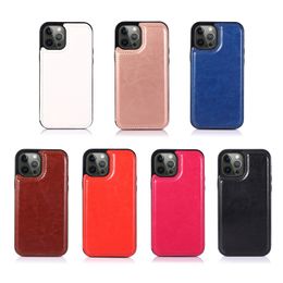 Hot style double buckle crazy horse pattern leather iPhone15PRO MAX 14plus 13 12 11 cassette support anti-fall iPhone 15 multifunctional mobile phone case